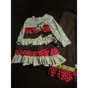 Peaches and‎ cream Christmas holiday dress and leggings size 4t